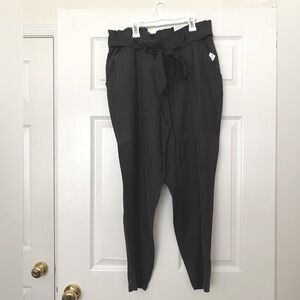 Old Navy Women’s Paper Bag Pants with Tie Belt Waist | Charcoal Gray | Large